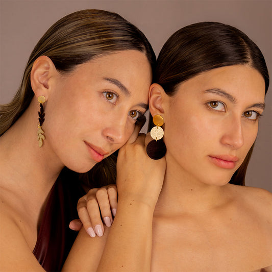 Aretes Deco Dorado y Negro