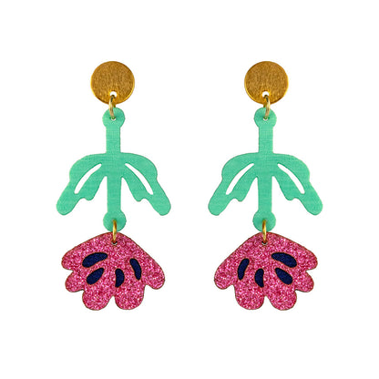 Aretes Galia largos y hermosos rosa