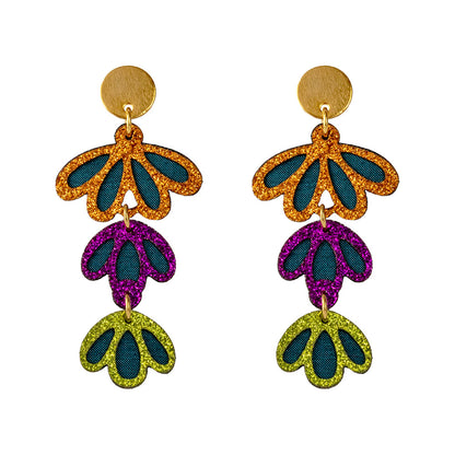 Aretes Magnolia en textiles inspirados en flores