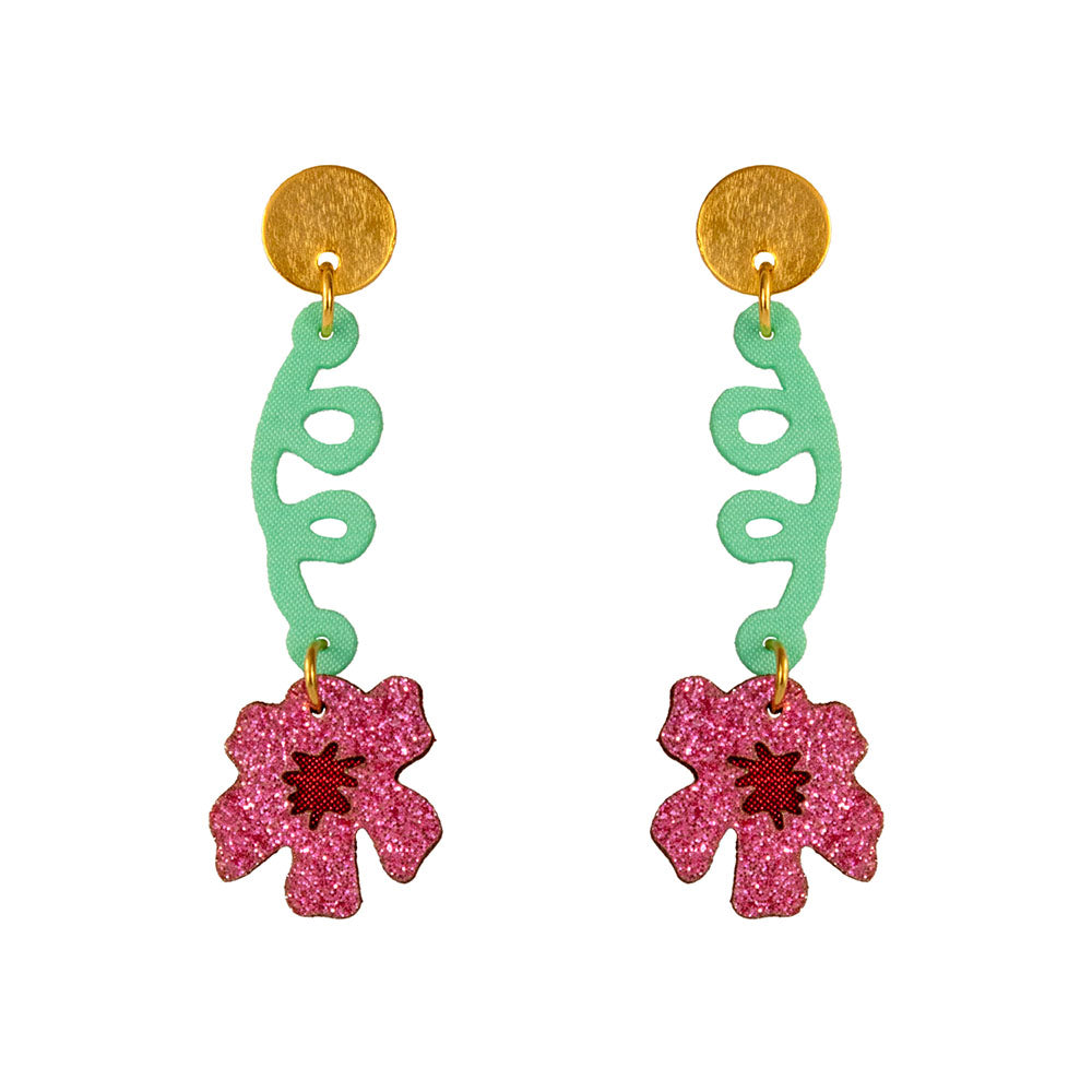 Aretes Susanita rosados florales