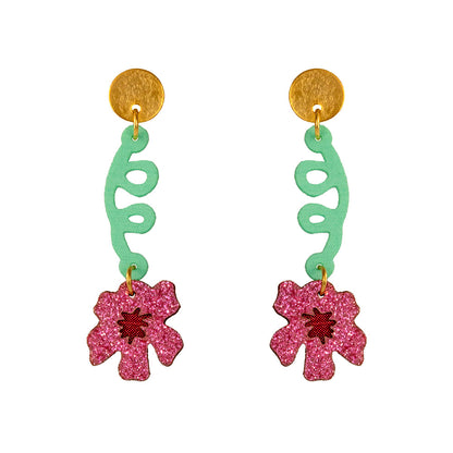 Aretes Susanita rosados florales