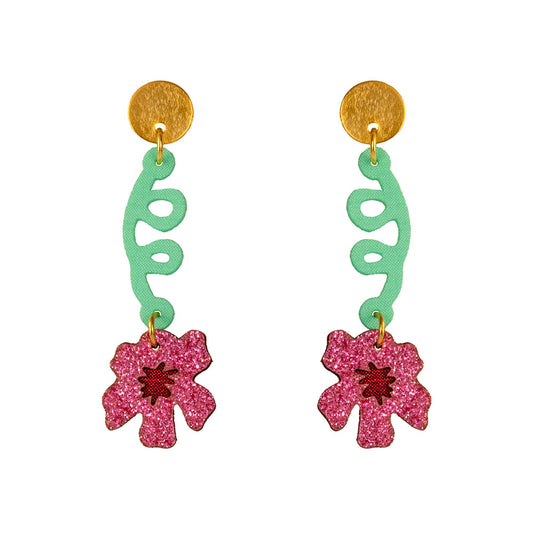 Aretes Susanita rosados florales