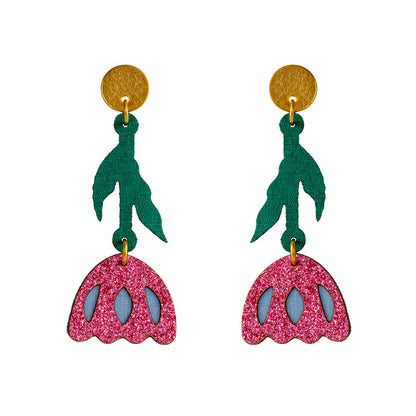 Aretes Tulipán coloridos y livianos rosa