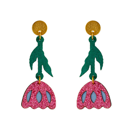 Aretes Tulipán coloridos y livianos rosa