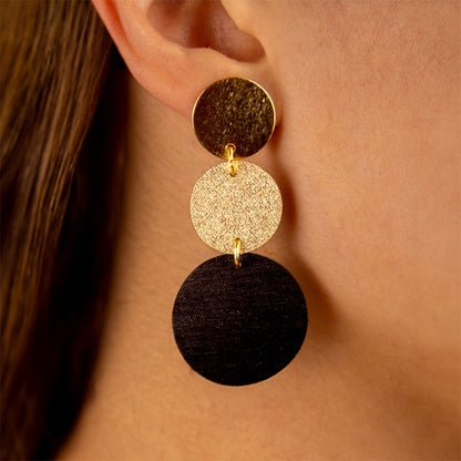 Aretes Deco Dorado y Negro