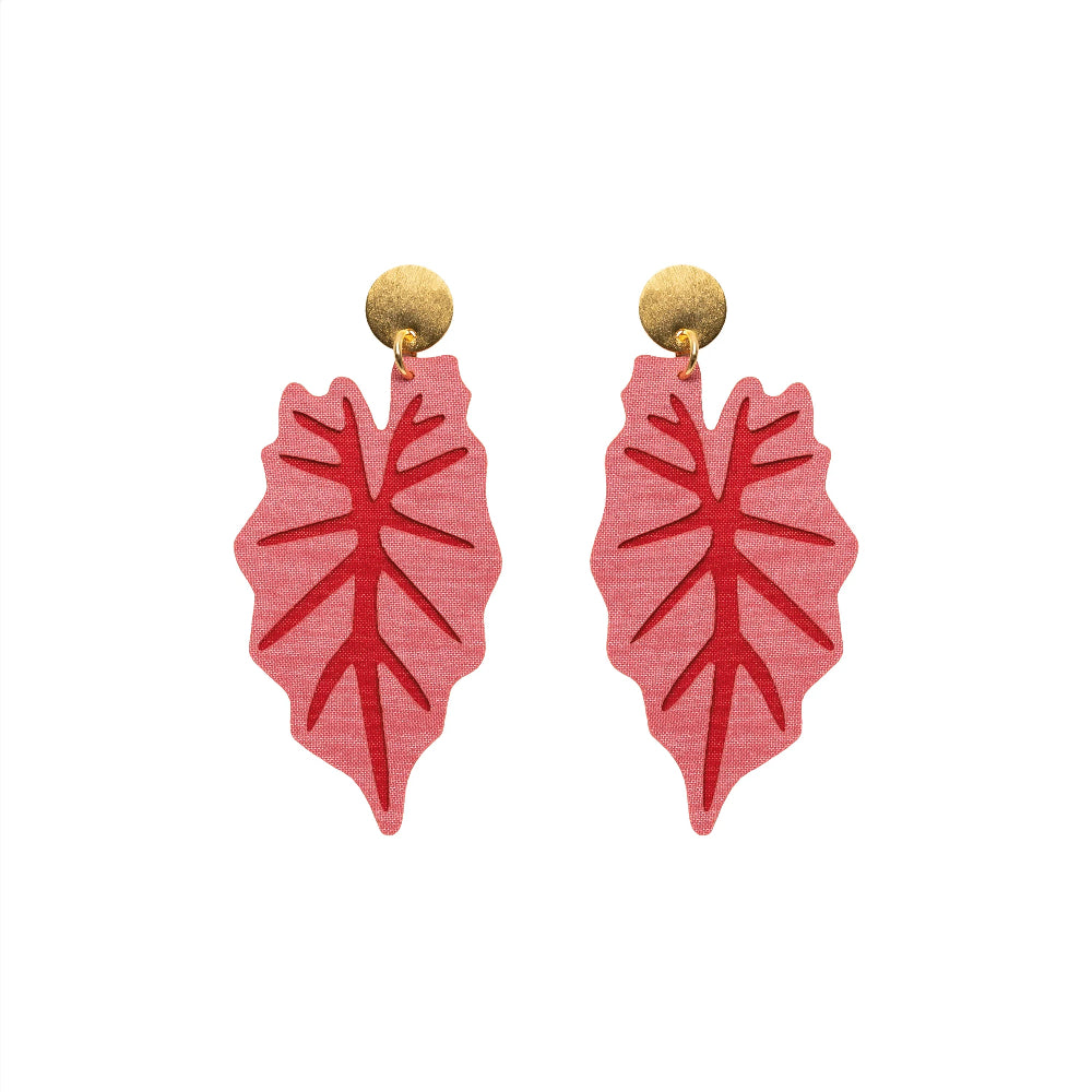 aretes-caladium-hoja-corazon-herido-rojo-fondo-blanco
