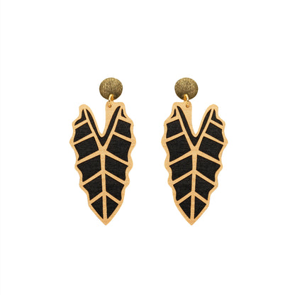 aretes-zebrina-dorado-negro-hoja-rayada-minimalina