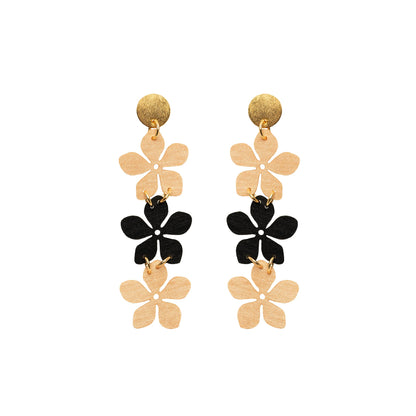 aretes-primaveral-dorado-negro-botanico-diseno-liviano-minimalina